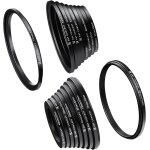 18pcs stepping ring adaptateur filtre bague d'adaptation anneaux de lentille - 9pcs kit de step up anneau ...