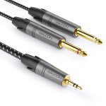 1m jack 3, 5mm stro vers cble mono 2x jack 6, 3mm - cble audio en y splitter interface numrique ...
