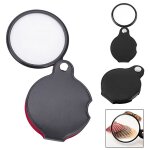 1pcs mini loupe de poche 6x en verre optique avec tui de protection cortical, pour bureau, lecture, ...