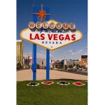 1x1, 5m toile de fond bienvenue las vegas champ d'herbe btiment moderne maison ciel bleu nuage blanc ...
