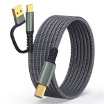 2 - en - 1 imprimante usb b vers usb c / a cble midi pour pc, clavier, imprimante 3meter(gris)