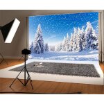 2, 2x1, 5m vinyle toile de fond noel paysage couvert de neige flocons de neige pins des merveilles d'hiver ...