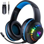 2. 4 ghz casque gaming sans fil pour ps5 ps4 pc mac switch, casque bluetooth sans fil avec micro antibruit ...