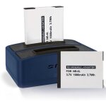 2 batteries + double chargeur (usb nb - 6l nb - 6lh pour canon powershot s120, s200 (2014), sx610, sx710 ...