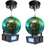 2 boules à facettes 20cm + moteurs 18 led + 2 mini strobe lytor 2 boules à facettes 20cm + moteurs 18 led + 2 mini strobe lytor