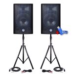 2 enceintes passives 600w 30cm + pieds - cables + cl usb 32go
