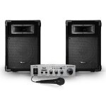 2 enceintes passives pa 8  / 20cm 2x180w 2 voies + ampli karaok hifi 100w usb / bt + mic