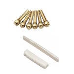 2 morceaux de pont d'os de guitare + 6pcs - clous a cordes en cuivre pur, adapt� aux guitares acoustiques ...