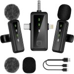 2 pack micro cravate sans fil, avec 3 en 1 r�cepteur universel, r�duction du bruit, plug - play, microphone ...