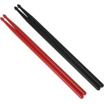 2 paires de baguettes en nylon 5a pour batterie - l�g�res et durables - rouge / noir