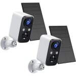 2 paquets - blanc camera wifi exterieure sans fil batterie, camera wifi solaire avec vision nocturne ...