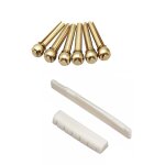 2 pi�ces de chevalet en os de guitare + 6 clous a cordes en cuivre pur, adapt�s aux guitares acoustiques ...