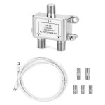 2 voies rpartiteur satellite, repartiteur antenne tv, avec 1. 5m cble coax f prise pour sky box telewest ...