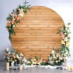 2 x 2 m - fond rond en polyester - motif grain de bois - pour fte prnatale, mariage, fte d'anniversaire, ...