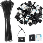 200 pièces serre cable plastique 150mm + plastique embases adhesive pour attache de cable (18 mm x 18 ... 200 pièces serre cable plastique 150mm + plastique embases adhesive pour attache de cable (18 mm x 18 ...