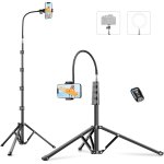 224cm haute trepied smartphone, trépied téléphone en aluminium avec col de cygne réglable, télécommande, ... 224cm haute trepied smartphone, trépied téléphone en aluminium avec col de cygne réglable, télécommande, ...