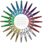24 - pack kazoos en m�tal avec 24 pcs kazoo flute diaphragmes 6 couleurs, bon compagnon pour ukul�l�, ...