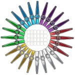 24 - pack kazoos en m�tal avec 24 pcs kazoo flute diaphragmes 6 couleurs, bon compagnon pour ukul�l�, ...