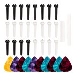 24 pcs guitare acoustique pont de guitare pins, avec ecrou de selle de guitare et 10 pack m�diators de ...