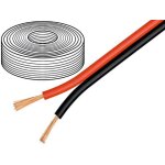 25m de cable de haut parleurs 2x1. 5mm2 - ofc - noir / rouge - adnauto