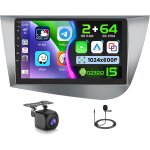 2g + 64g autoradio android 15 pour seat leon mk2 2005 - 2012, carplay android auto sans fil, 2 din ecran ...