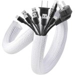 2m 16 - 26mm manchon de c�ble gaine, gestion de c�ble rangement souple ajustable tress�e fendue en pet, ...