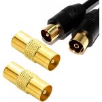 2pcs connecteur de couplage d'adaptateur d'antenne connecteur cble de tlvision plaqu coaxial (iec) ...