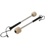 2pcs tambour maillet feutre t�te percussion baguettes timbales avec poign�e en acier inoxydable, blanc ...