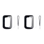 2x housse de protection en silicone pour v�lo bsc200 coque d'ordinateur gps avec film d'�cran, noir