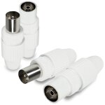 2x prise + 2x prise - ensemble hq - couplage de fiche coaxiale pour antenne tv de haute qualit blanc ...
