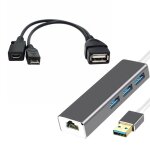 3 hub usb lan ethernet adaptateur + otg usb cble pour bton de feu 2nd gen ou feu tv3 bton de television ...
