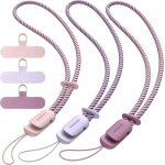 3 pices dragonne pour tlphone portable, cordons avec 3 patch pour tlphone portable, lanire, cl, ...