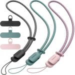 3 pices dragonne pour tlphone portable, cordons avec 3 patch pour tlphone portable, lanire, cl, ...