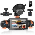 360 dashcam voiture, avec 4 x cam�ra 1080p avant et arri�re gauche droite avec carte 64g, 3  dash cam�ra ...