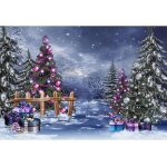 3x2m vinyle toile de fond cadeaux clôture noël arbre noël en bois boîte boules neige ciel bleu vue d'hiver ... 3x2m vinyle toile de fond cadeaux clôture noël arbre noël en bois boîte boules neige ciel bleu vue d'hiver ...