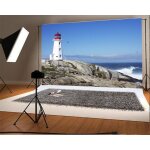 3x2m vinyle toile de fond phare de rock stones vagues ciel bleu nuage blanc la nature fond dcors studio ...