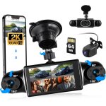 4 canaux dashcam 2k camra embarque avant, gauche, droite et arrire avec wifi gps, rotation  360 ecran ...