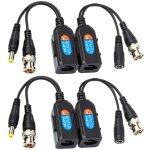 4 pcs balun hd cat5 rj45 vers bnc metteur - rcepteur baluns vido passif avec connecteur d'alimentation ...