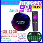 4g 32g kb - botier smart tv h96max rk3528, android 13. 0, rockchip, faades core, wifi 6, lan 100m, ...
