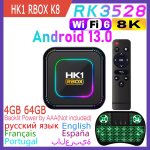 4g 64g kb - botier smart tv hk1 rbox k8, android 13, rk3528, wifi 6, lan 100m, wifi 2. 4g, 5g, btpig, ...