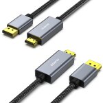 4k cble displayport vers hdmi 1. 8m, [coque en aluminium, nylon tress], unidirectionnel display port ...