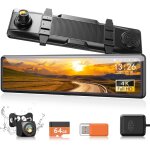4k dash cam avant et arri�re wi - fi gps, 4k + 1080p dual dash camera for cars with 32gb sd card, 3'' ...