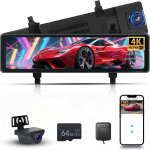 4k dashcam retroviseur voiture gps wifi, dash cam avant arrire pour voitures avec adas, bsd, 11, 26 ...
