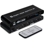 4k switch hdmi 5 entres 1 sortie, 5x1 commutateur 5 ports avec tlcommande prise en charge 4k uhd 3d, ...
