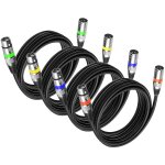 4pack c�ble dmx 3 broches 3m cables xlr male femelle, lot xlr cable dmx 3m cable contr�leur dmx plug ...