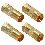 4pcs adaptateur type f vers coaxial, 2 paires de connecteurs f pour c�ble tv, convertisseur satellite ...