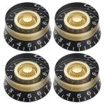 4pcs volume tone speed boutons pour guitare electrique, transparent golden - haoyi