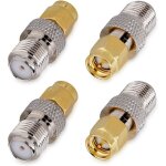 4x adaptateur fiche type f femelle vers sma m�le - lot connecteur coaxial pour fiche antenne tv hd scanner ...