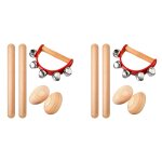 4x ensemble d'instruments de percussion musicale, b�tons rythme + shakers a ?ufs en bois cloche tambourin, ...