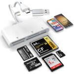 5 in 3 memory card reader, lightnin - type c - usb a otg adapter to sd / tf / cf / micro sd / xd / ms, ...